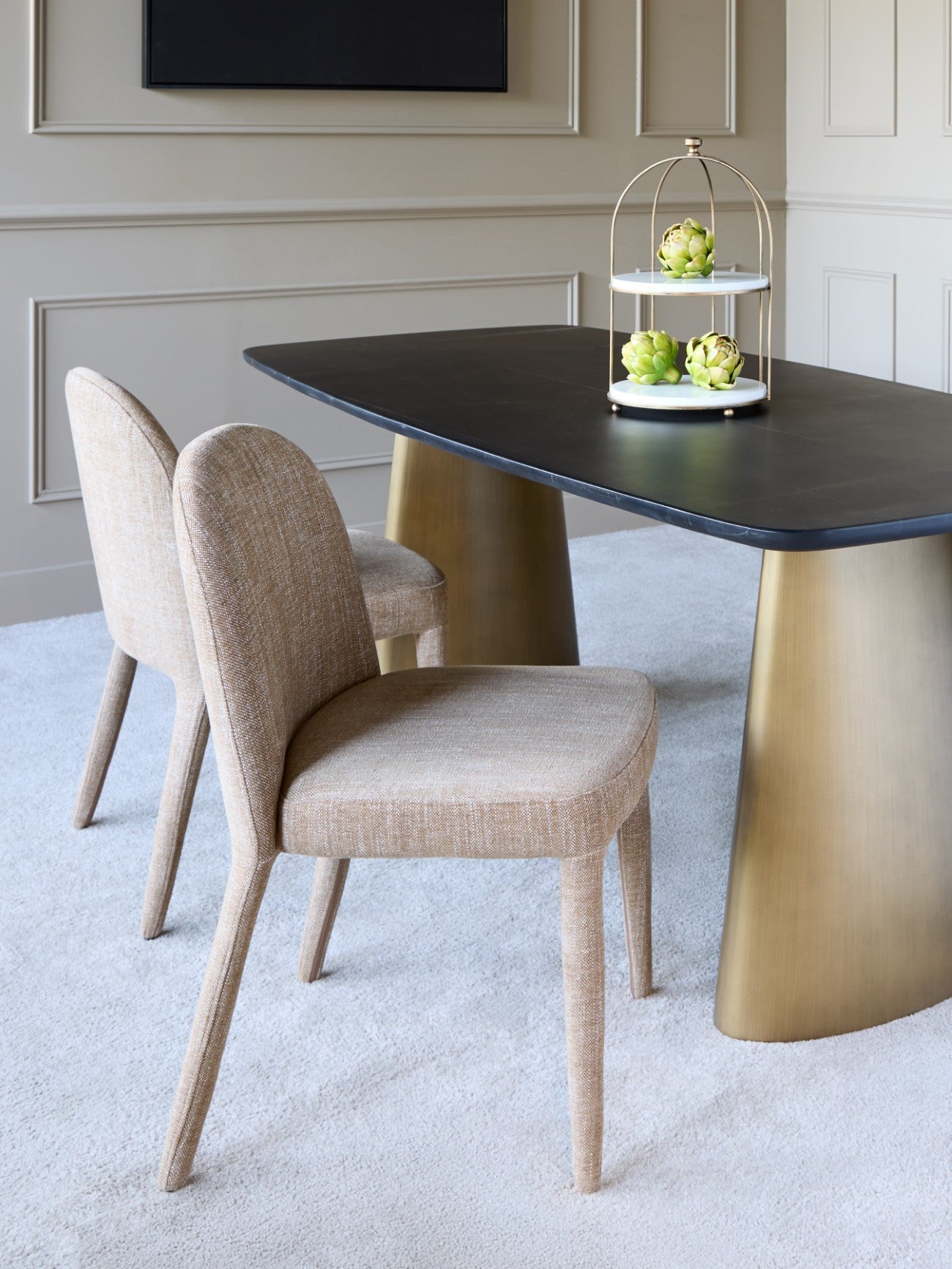 Set of 2 Eska Upholstered Wheat Dining Chairs